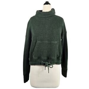 Sweaty Betty Restful Boucle Knit Funnel Neck Cropped Top Green Size XS